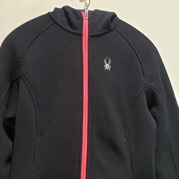 Spyder Jacket Medium Ardent Full Zip Hoodie Black Mid Weight Women's Barbie Pink - Picture 4 of 12